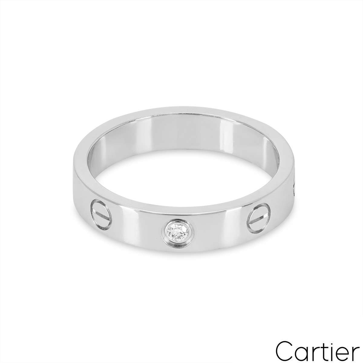 Cartier White Gold Diamond Love Wedding Band Size 48 B4050500